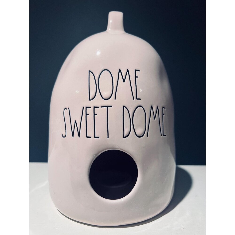 Rae Dunn “Dome Sweet Dome” Birdhouse – Blush Pink Ceramic Farmhouse Collectible